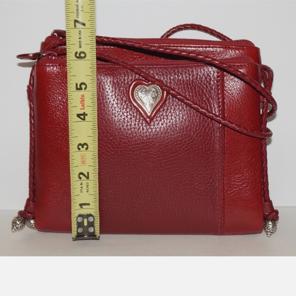 Brighton Red Crossbody Bag with Structured Design and Silver Hardware